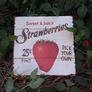 HP 🍄 farmhouse Metal strawberries sign